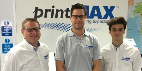 printMAX welcomes industry experienced Stewart Cobby (Sales manager, left), returning South African Shane Barrett (Technical consultant, middle) and fresh blood Jamie Stoker (Sales support consultant)