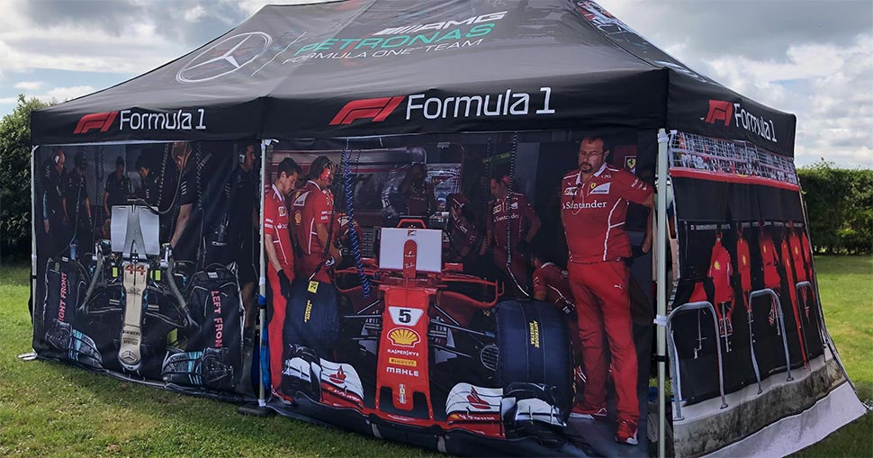 UFABRIK Water & Airtight Tent Textile specified for British F1 Grand Prix.