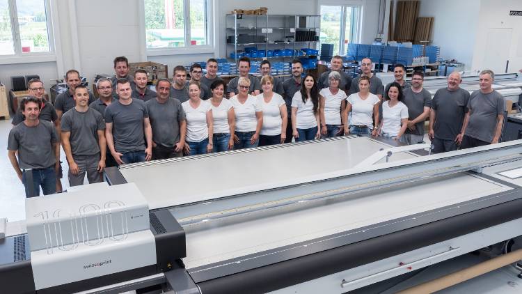 A Nyala-series UV inkjet printer left the swissQprint factory in Kriessern on 11 May 2018, marking the 1000th printer that the Swiss company has delivered in around a decade.