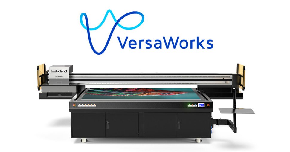 Roland DG EU-1000MF high-volume UV flatbed printer now supports VersaWorks 6 RIP software.